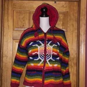 Pachamama Knitwear Rainbow Full Zip Hooded Jacket